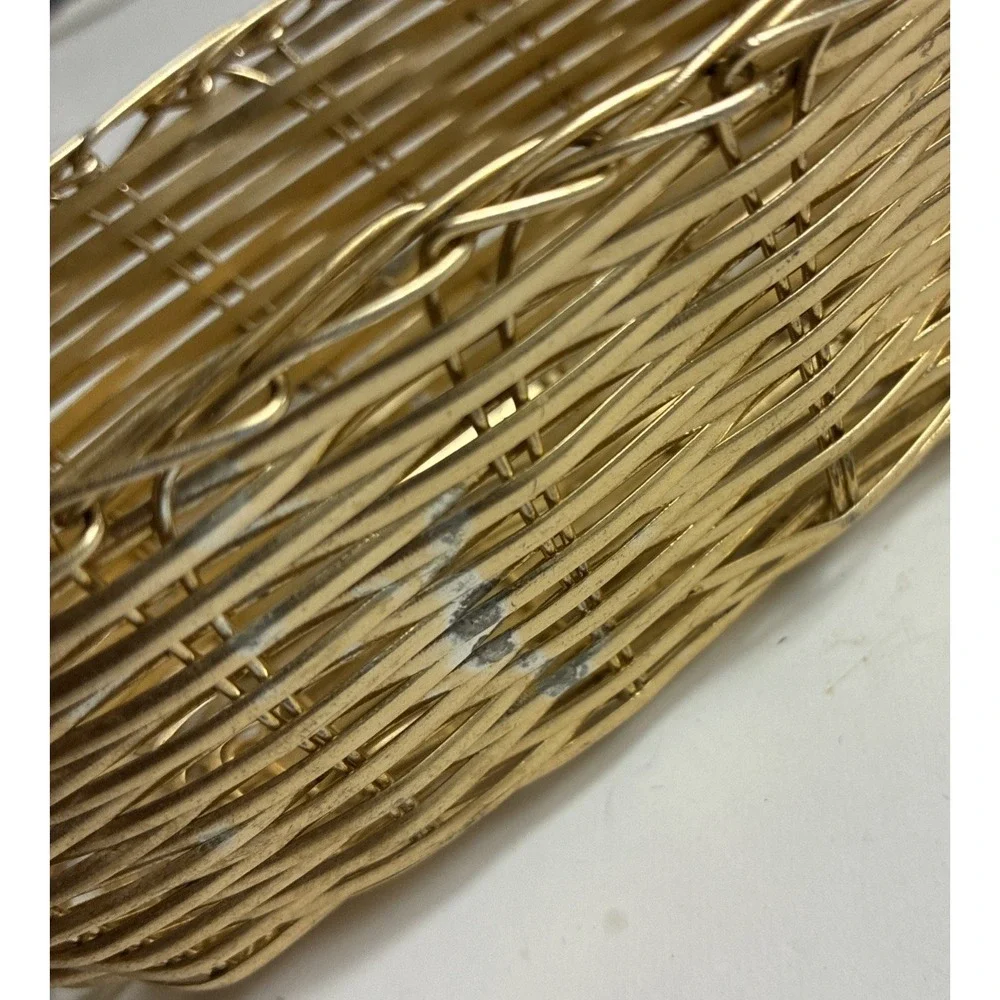 Metal Wire Basket Gold Woven Oblong Crackers Trinket Hand‎ Towel Small Vintage